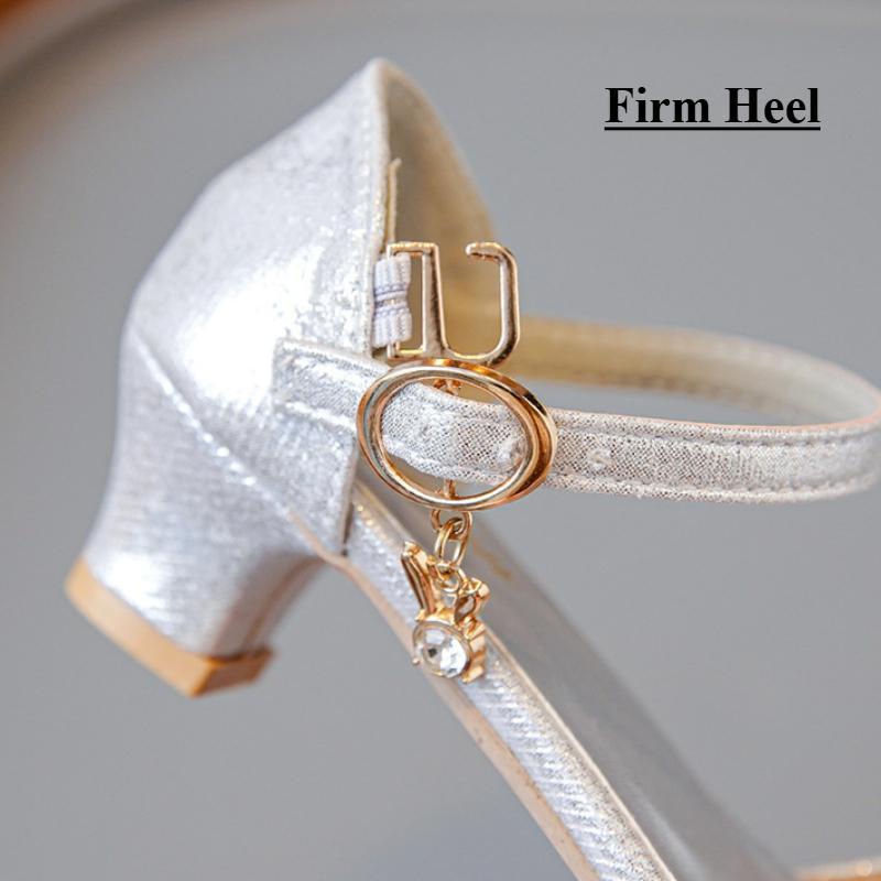 Girls sandals fashion princess shoes rhinestone high heels baby leather shoes