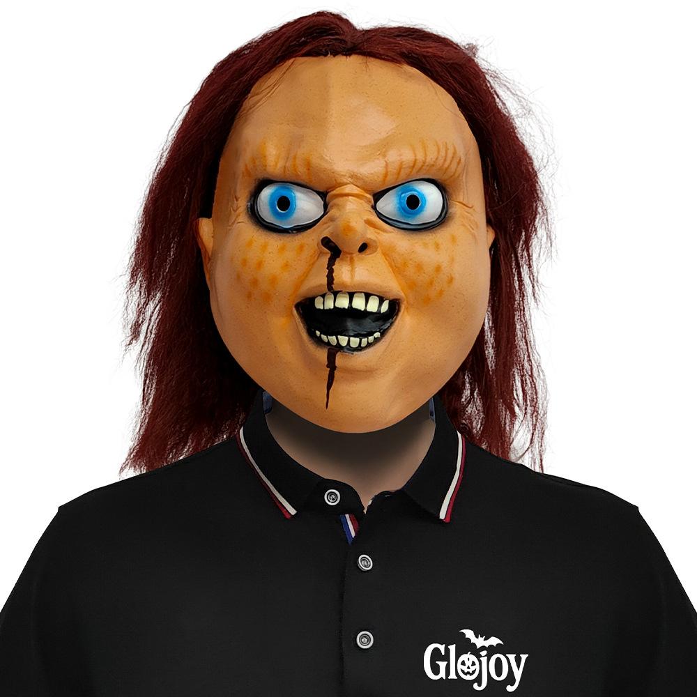 Chucky doll mask, horror movie mask, live streaming makeup, masquerade, Halloween party, prank prop