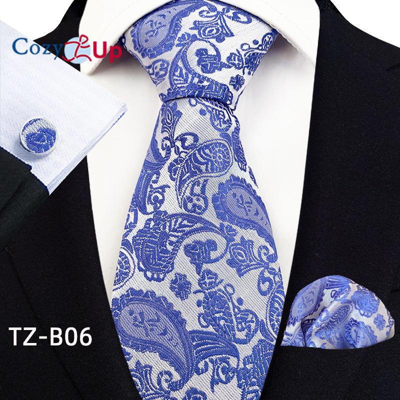 Cozy Up Three-piece Set Paisley Fashion Business Men's Tie Includes Tie Cufflinks Handkerchief