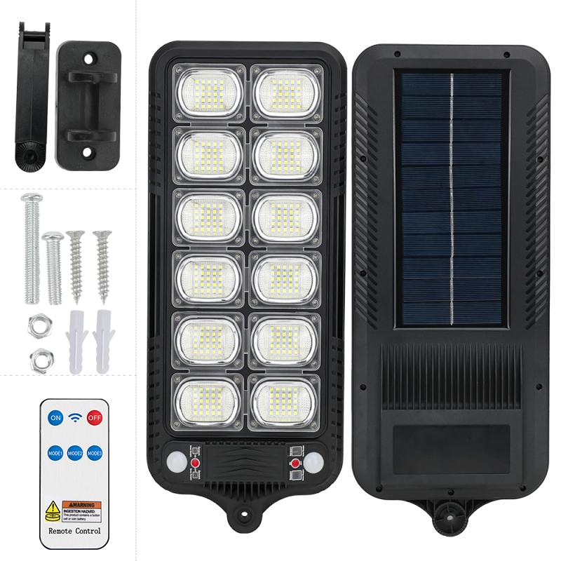 Solar street outdoor light with 200-300 LED floodlight Garden wall lamp has 3 modes Suitable for garden/commercial lighting/Path