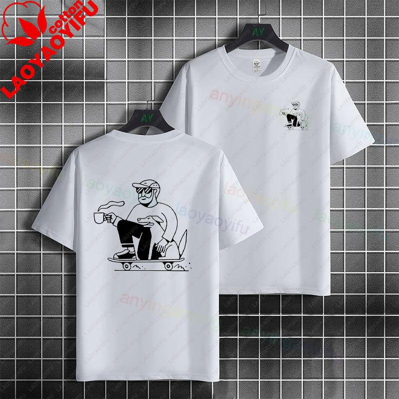 Unisex  Unisex Fashion Graphic Tshirt With Skateboard Theme Desgin Pure Cotton Short Sleeve Casual Tshirt Perfect For Sports Wear