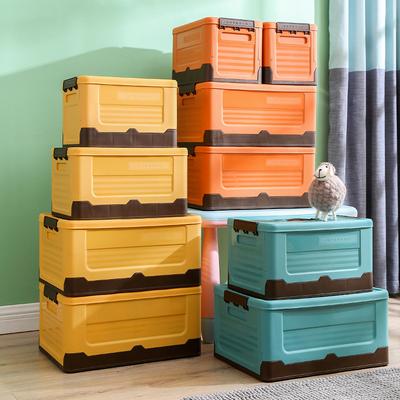 Strong Folding Collapsible Plastic Storage Crates Boxes with Lids Stackable Basket
