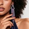 Silver Needle Luxury Diamond-Inlaid Triangle Tassel Earrings - Exquisite High-End Ear Studs for Women