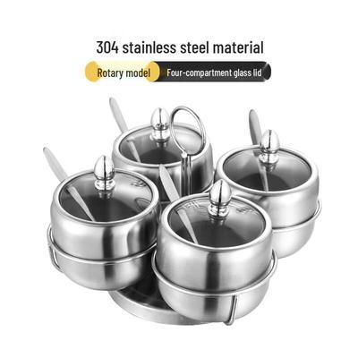 Yuexiang 304 Stainless Steel Rotating 4-Compartment Seasoning Box
