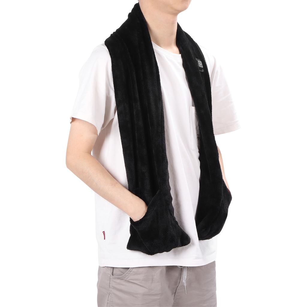 Heated Scarf Adjustable Temperature Long Heating Neck Scarf Neckwear with Pockets Black