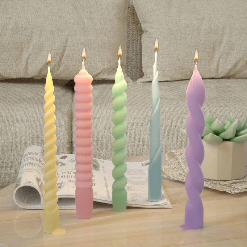 Romantic Spiral Long Pole Silicone Candle Mold DIY Geometry Round Church Candle Making Supplies Mould Handmade Gifts Home Decor