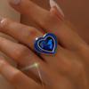 Elegant Rhinestone Enamel Heart Open Ring - Luxury Fashion Jewelry for Women