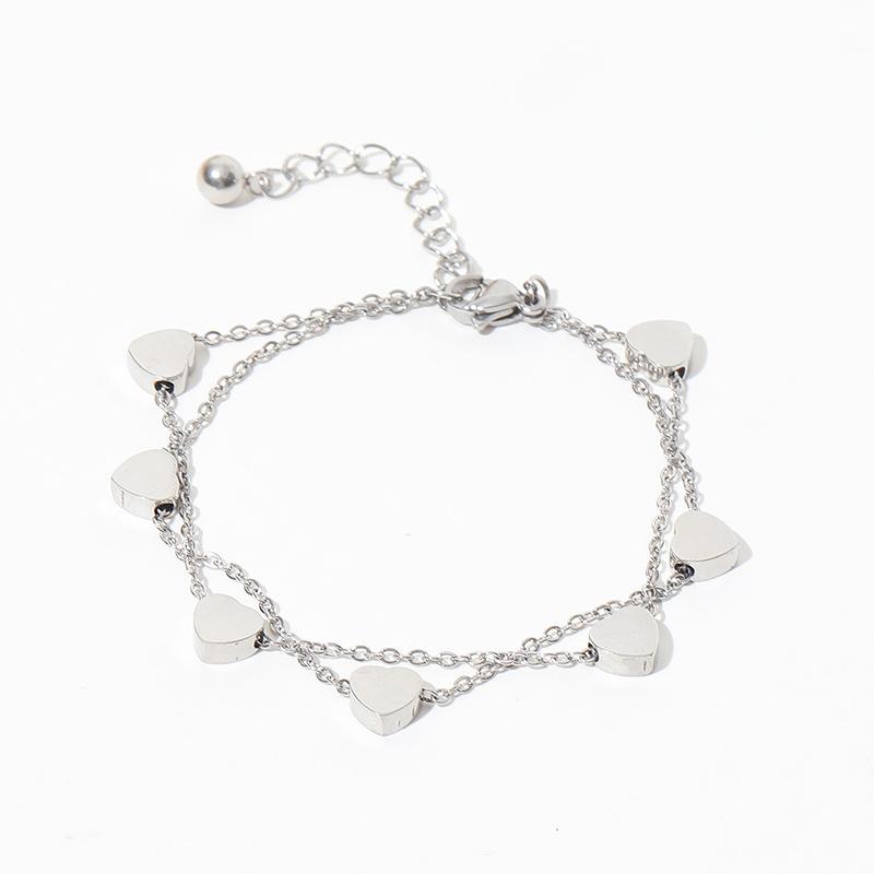 

Популярный браслет из титановой стали Ins Wind для женщин, 18-каратное золотое покрытие, в форме сердца, нержавеющая сталь, мода, ручная работа