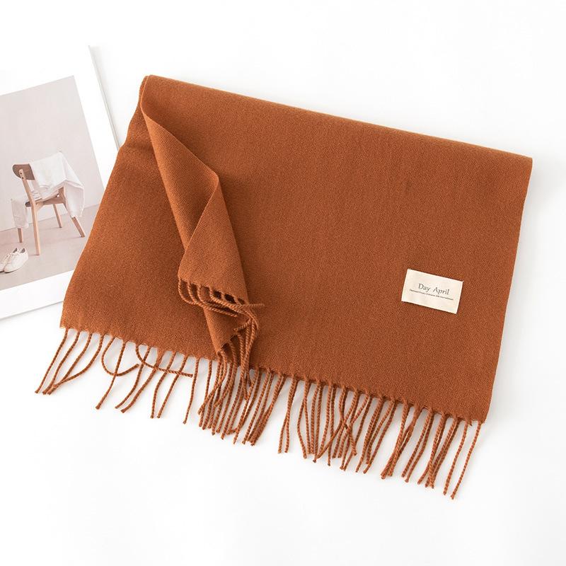 Cashmere feel solid color scarf women's imitation cashmere autumn and winter atmosphere versatile medium and long shawl scarf