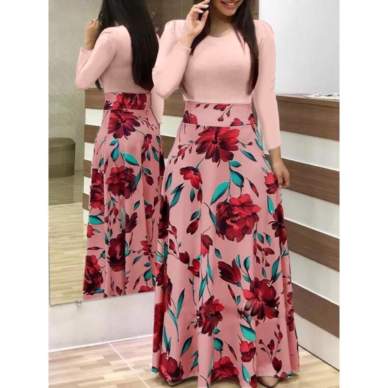 JPNTKY Fashion Summer Spring O-Neck Casual Dresses