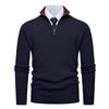 Men's Vertical Rib Knit Half-Zip Stand Collar Woolen Sweater