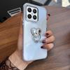 Luxury Bling Rhinestone Heart Ring Bracket Clear Phone Case for HONOR X7b 4G/5G,70 Pro,70 Pro+ Stand Cover