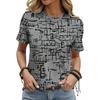 Abstrakte Malerei einfache und elegante Urlaubsmode unregelmäßige Linien geometrische Figuren 3D-gedrucktes Oberteil Rundhals kurzärmeliges T-Shirt