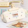 1pcs Three Cartoon Bear Pencil Bag Pen Case Embroidery Design Large Opening Cute Portable Storage Pouch Student