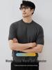 Warm Wool & Modal Men's Short Sleeve Sweater - Light Luxury Round Neck Knitwear for Spring and Autumn Commute