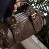 Uniquely Designed Retro Motorcycle Handbag for Women's New Fashion Trend Bowling Single Shoulder Crossbody Bag