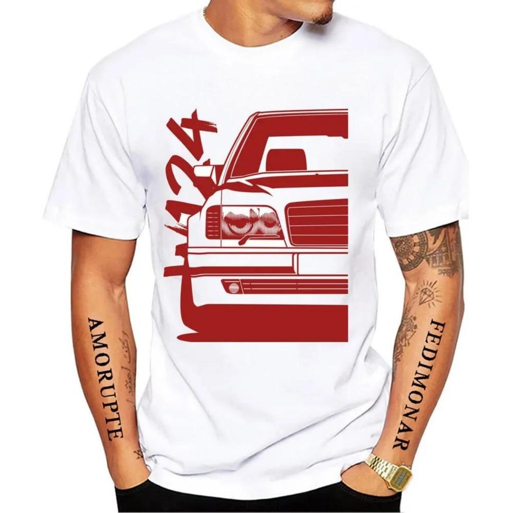 Neue Sommermode Herren Kurzarm W124 & Quot; Dirty Style T-Shirt Junge Sportlich Lässig Weißes Oberteil Vintage Auto Hip Hop T-Shirts
