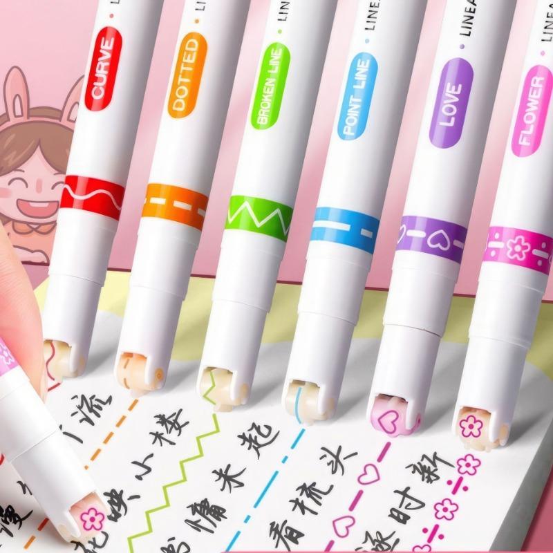 Creative Pattern Curve Highlighter Pens For Student Journal Hand Account Marking