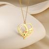 Engraved Family Name Necklace Custom Heart Birthstone Necklace For Mom Jewelry Gold Color Stainless Steel Fashion Birthday Gifts