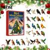 Natural Style Bird Ornaments 24 Day Advent Calendar with 2D Flat Acrylic Hanging Pendants, Christmas Tree Decorations Countdown Calendar, Ornament for