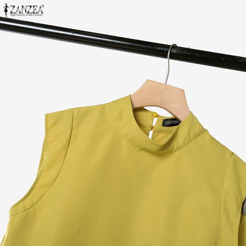 ZANZEA Women Sleeveless Vest Tops and Wide Leg Pants Summer Two Piece Suit Sets