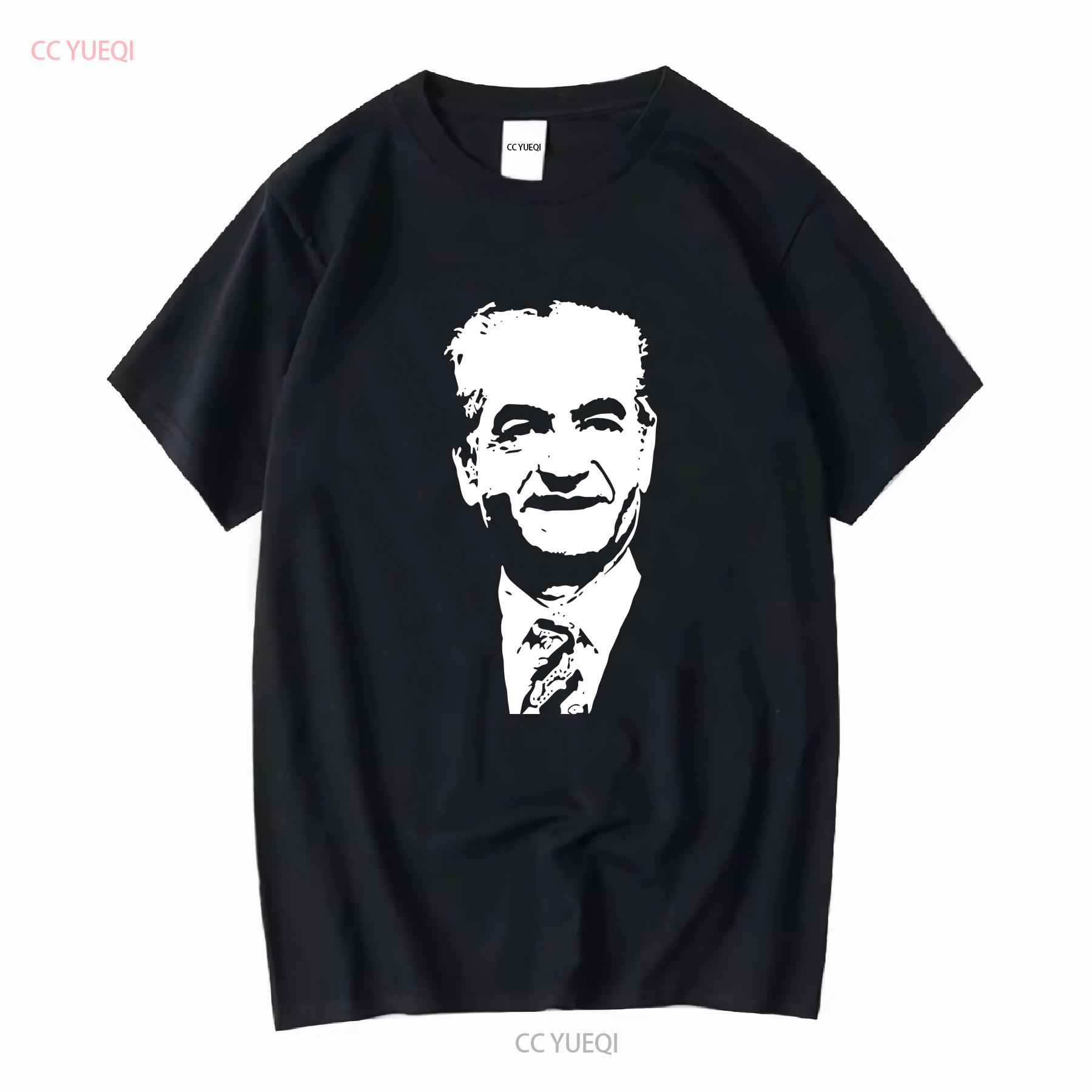 

Mohammad Reza Shah Pahlavi Black and White Portrait T Shirt long or short sleeves vintage Washed Unisex designer clothes 4XL