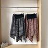 Korean Style Plaid A-line High Waist Skirt - Summer Slimming Mid-length