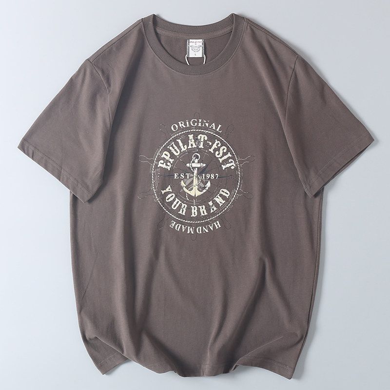 Export Export Balance Cargo with Logo Cut off Summer Men All Cotton Loose American Casual Print round Neck Underwear Short-Sleeved T-shirt