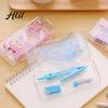 Student Compass Kit 7Pcs/Set with Protractor Ruler Lead Eraser Storage Box Math Tool Drafting Drawing Geometry Students School Office Supplies