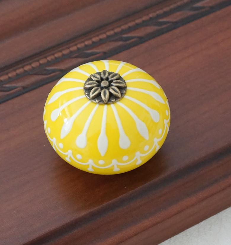 Buton din ceramică / Butoane pentru comodă, alb, albastru, mânere de dulap, unice, pentru mânerul ușii de bucătărie, accesorii pentru mobilier