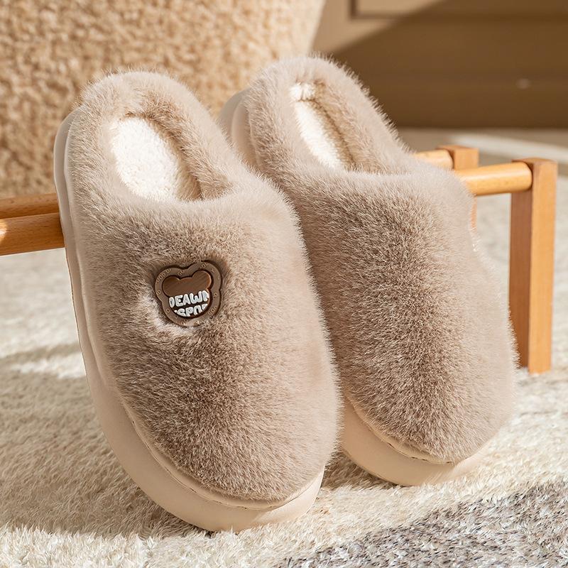 Cotton drag men's winter indoor warmth home thick bottom non-slip couple wear plush cotton drag women's slippers