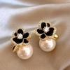 Elegant Black Rose & Pearl Earrings for Women Vintage Jewelry for Daily Wear & Vacation, Elegant Accessories