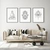 Meditating Buddha Lotus Hamsa Yoga Line Canvas Painting Poster Zen Line Wall Art Prints Boho Pictures for Living Room Home Decor