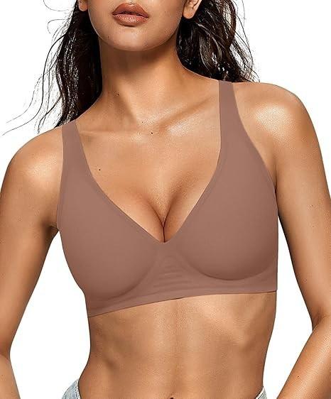 Women's Deep, Bra No Rim Comfort Bra Support No Rim Bra Girls Gather Bra Women