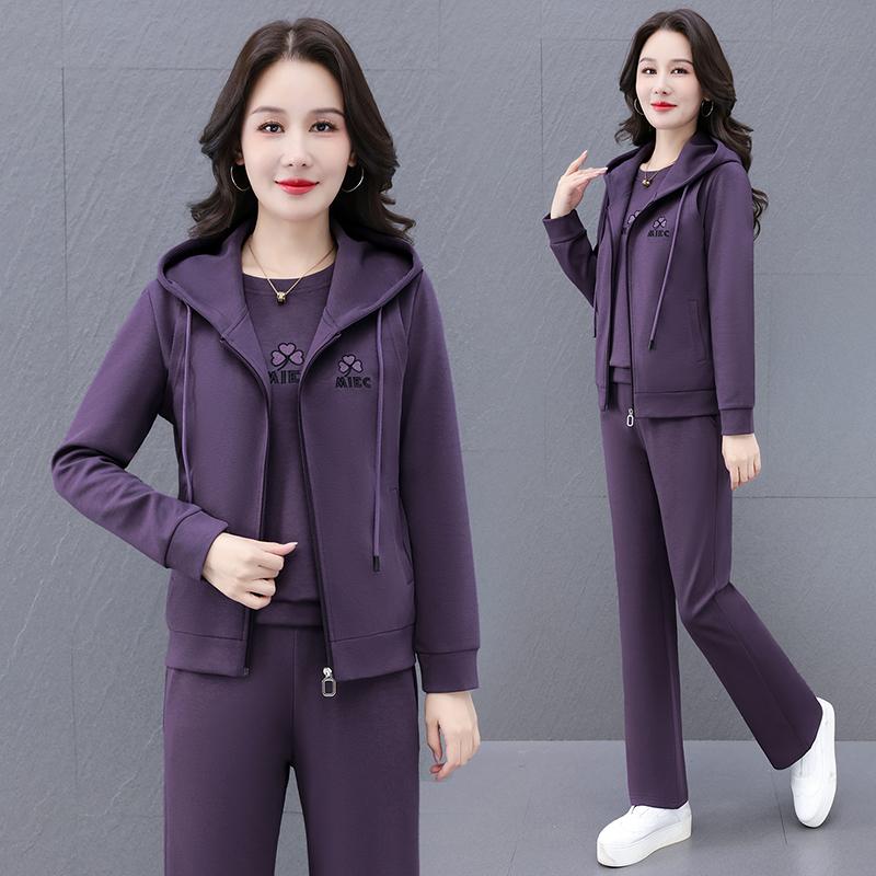 Autumn and Winter Casual Sportswear Set for Women, Autumn Style Women's Fashionable Round Neck Running Suit for Women, Vest Three Piece Set