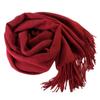 Imitation Cashmere Scarf for Women Winter Warm Thickened Solid Color Unisex Burgundy Dark Red Solid Color Tassel Scarf