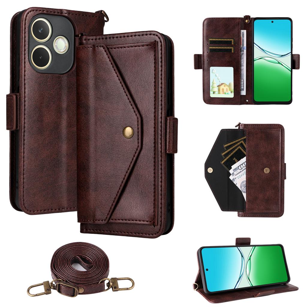 For Oppo A5 Pro 5G (Global)/A5 Pro 4G (Global) Leather Case Magnetic Closure Wallet Stand Phone Cover with Crossbody Strap
