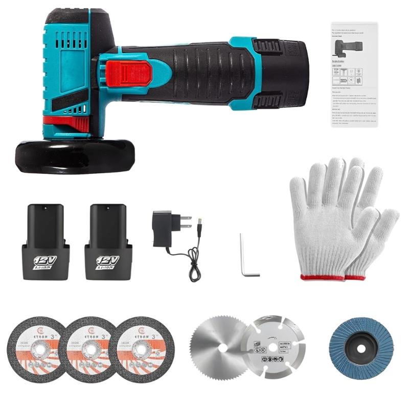 

Electric Angle Grinder 12V Tool 19500RPM,with Builts in 2000mAh Battery Multiple Discs for Cutting & Grinding 1