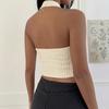 Women Sexy Backless Halter Slim Cropped Ribbed Tank Top
