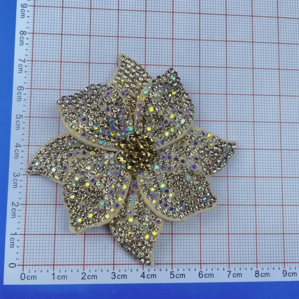 

Three-dimensional Rhinestone Flower Patches Sparkling DIY Craft Sewing Supplies Sew-On Applique Embellishment шампанского