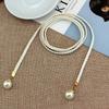 Korean Version Woven Thin Belt Women's Versatile Decorative Waist Rope Women's Sweet Dress Knotted Skirt Pearl Waist