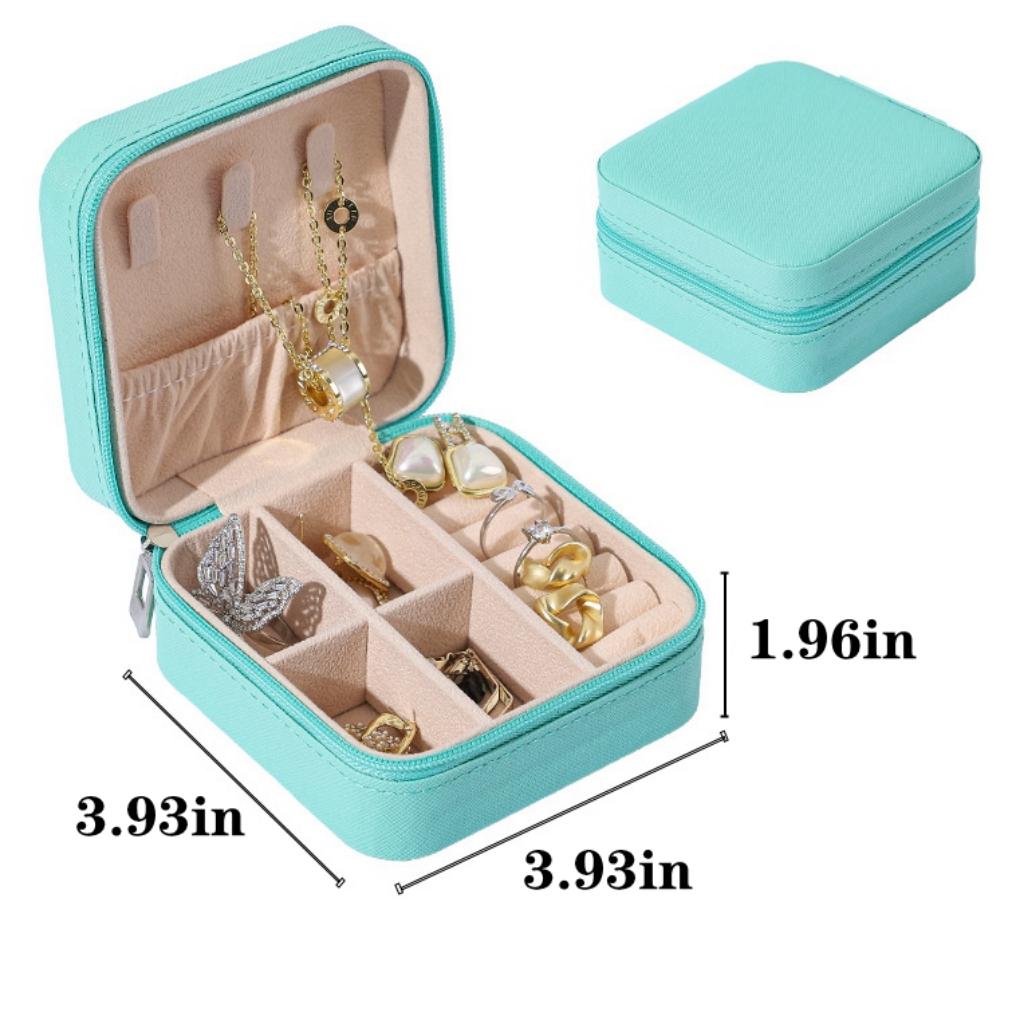 2PC Mini Jewelry Organizer Display Travel Jewelry Zipper Case Boxes Earrings Necklace Ring Portable Jewelry Box Leather Storage