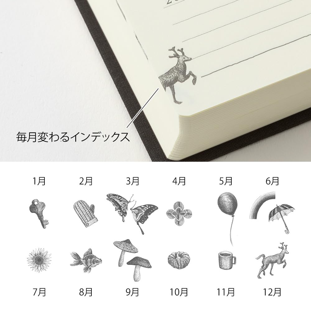 Midori Black Door with 12396006A Diary, 5-Year Use, Bubar,