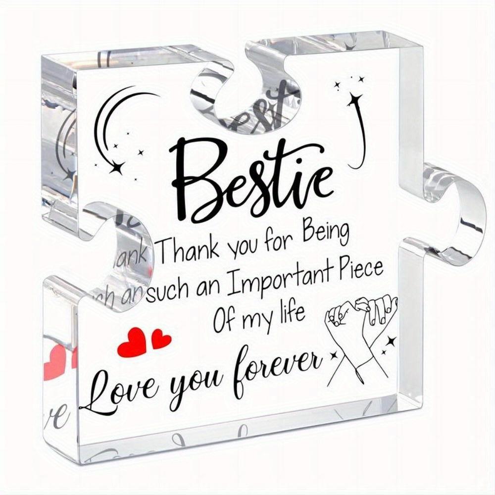

LukieJac Bestie Gift - Thick Acrylic Paperweight for Cherished Friendships чистый