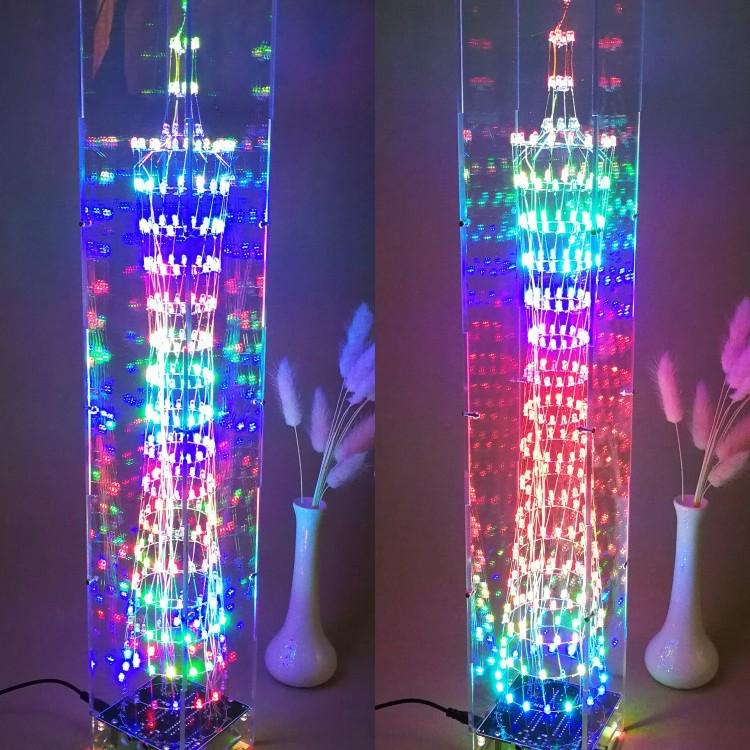 Canton Tower LED Light Cube DIY Kit: Colorful Electronic Welding Components