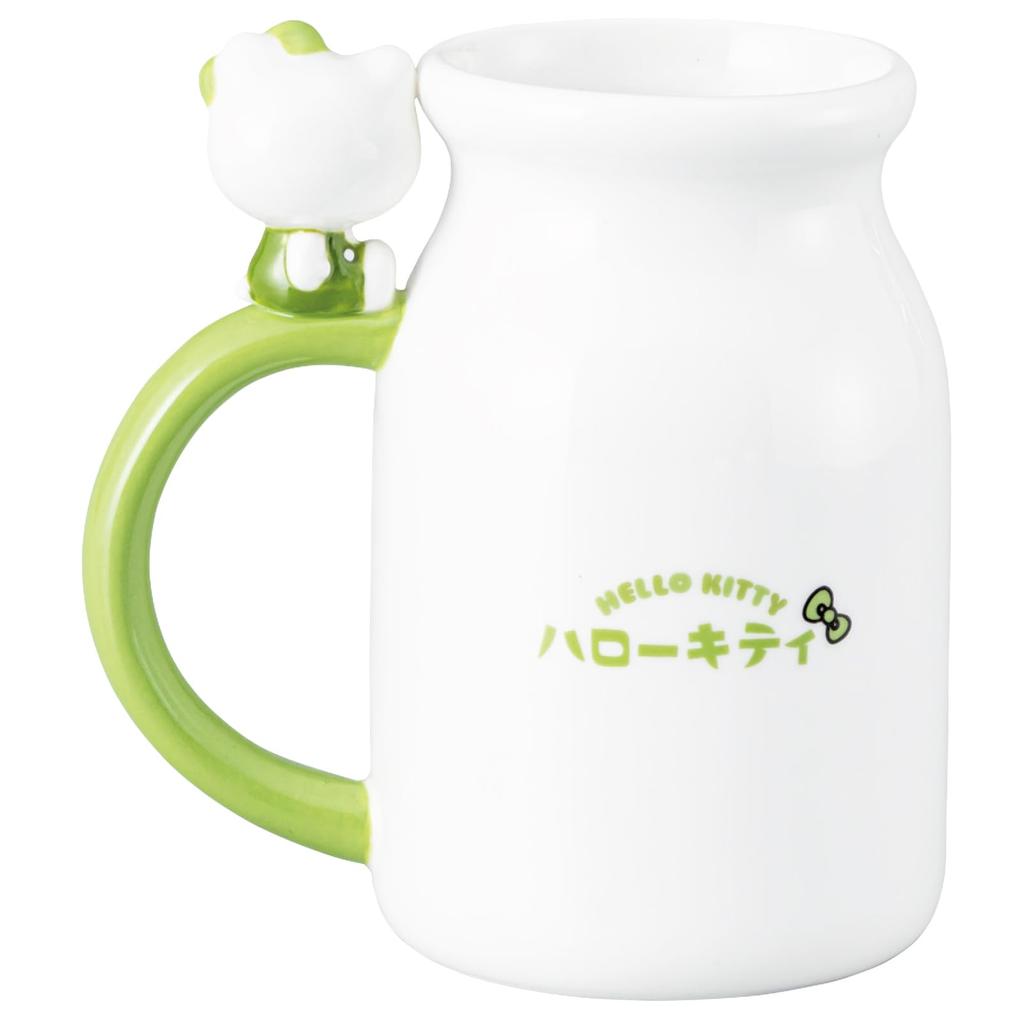 Sanrio Hello Kitty Milk Bottle Matcha Mug with Matcha Birthday SAN5068 Mug, Figurine, Approx. 360ml, Milk, Goods, Tableware, Gift, Women, Children,