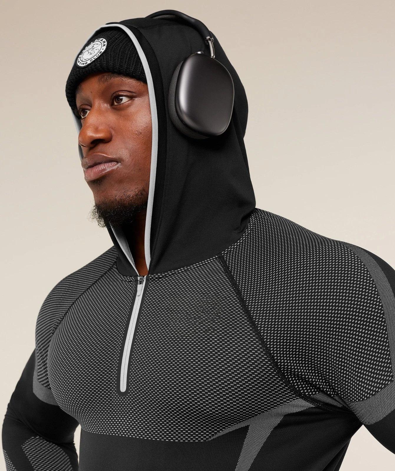 Luna Living YMSHARK Heren Hoodie Lange Mouw ONYX5.0 Hoge Stretch Fietsen Fitness T-shirt L