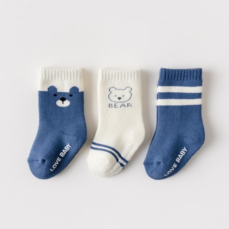 

3Pairs/Set Baby Toddler Socks Newborn Baby Soft Spring Cotton Girl Kids Autumn Winter Infant Cartoon Striped Print Sock L