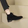 2025 Womens Boots for Spring Autumn Sheep Suede Round Toe Square Heel Basic Ankle Boots Winter Shoes Woman Fashion