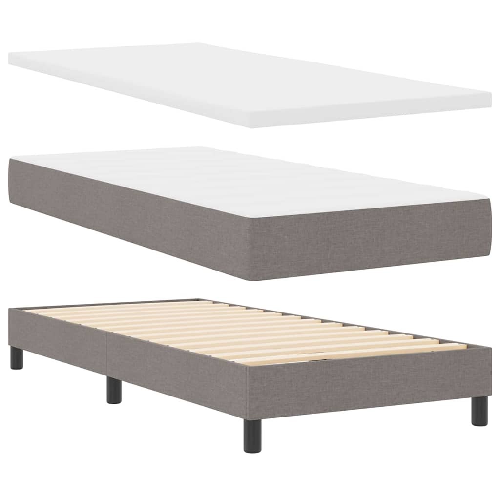 Box Spring Bed with Headboard Taupe 90 x 200 cm Fabric